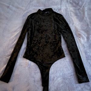 Velvet open back body suit